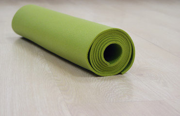 Fitness. Yoga mats and fitness. Morning exercise - yoga room.