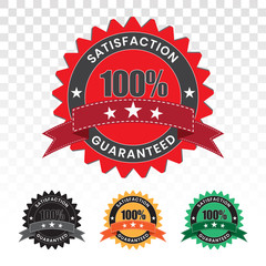 100 percent customer satisfaction seal with transparent background.