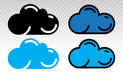 cloud computing drive storage or cumulus cloud vector flat icons on a transparent background