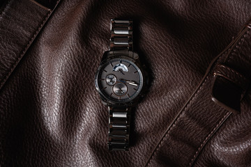 luxury fashion watch  closeup automatic men watch with stainless steel wrist Luxury men's watch....