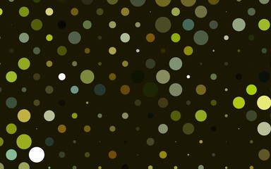 Light Green vector backdrop with dots. Blurred bubbles on abstract background with colorful gradient. Pattern of water, rain drops.