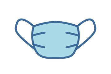 Safety breathing mask Corona Virus.  Medical mask line icon. Dust protection respirator and breathing medical respiratory mask. 