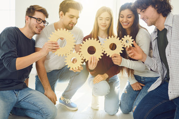 Concept business team communicate innovation strategy integration university teamwork contract...