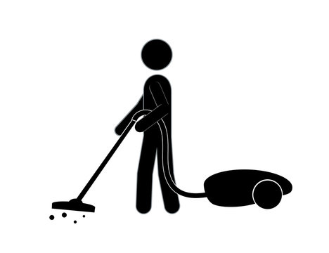black stick figure vacuuming floor clip art preview