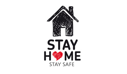 Stay home stay safe doodle illustration. Quarantine. Pandemic coronavirus. 
