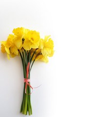 bouqut of yellow daffodil isated on white background.