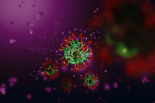 Virus. Corona Virus Concept. Flu Outbreak And Corona Viruses Influenza. Dangerous Flu Strain Cases As A Pandemic.