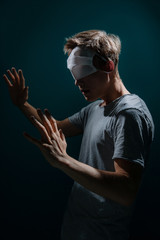 the guy with the medical mask over his eyes, fake news