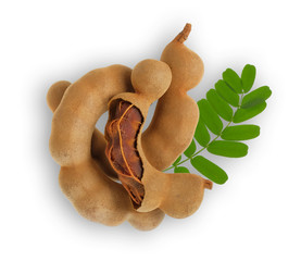 Fototapeta premium Tamarind isolated on a white background, Top view.