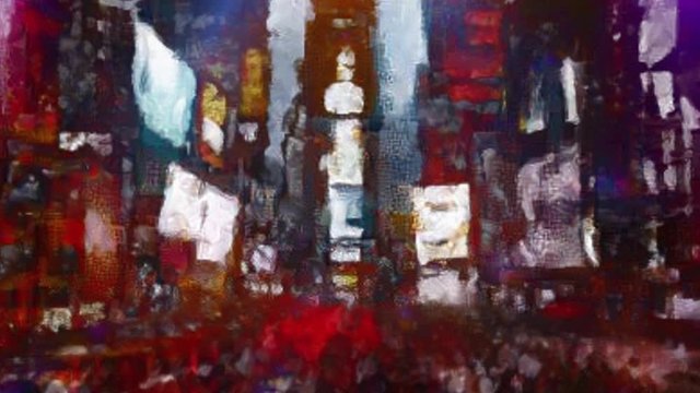 Times Square, New York. Abstracted moving crowd