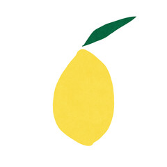 Lemon raster cartoon illustration on the white background