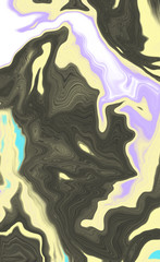 Obraz premium Liquid uneven marble pattern with light highlights. Abstract acrylic background. Texture of a work of art. The effect of fluid art. The abstract artwork is smeared and splattered with paint.