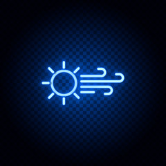 sun, wind blue neon vector icon
