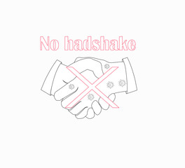 flat outline vector icon - social distance -  no handshake