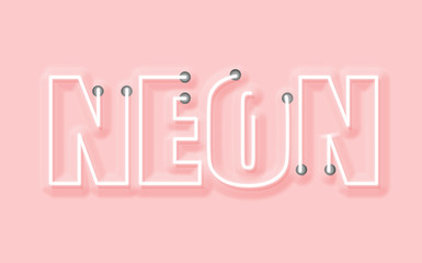 Neon text, pink background, light neon vector illustration