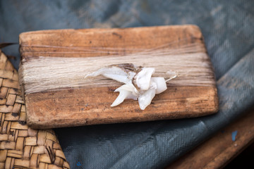 Rustic fishing line, hook and bait