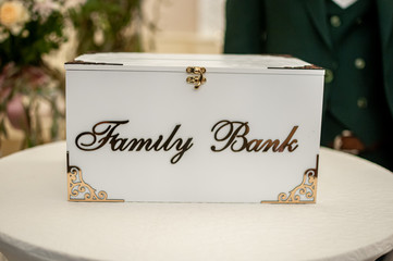 Home wooden family bank box