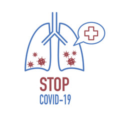 Lungs with pneumonia and Coronavirus. STOP COVID-10 concept.