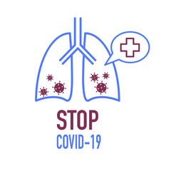 Lungs with pneumonia and Coronavirus. STOP COVID-10 concept. Vector