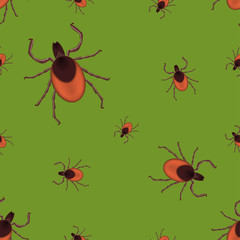Vector mite seamless pattern, dangerous pest awareness