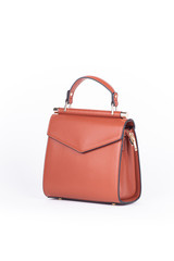 leather elegant women bag. Fashionable female handbag, isolated