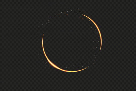 Set of abstract glowing circles. Light optical effect halo on transparent background. Vector illustration