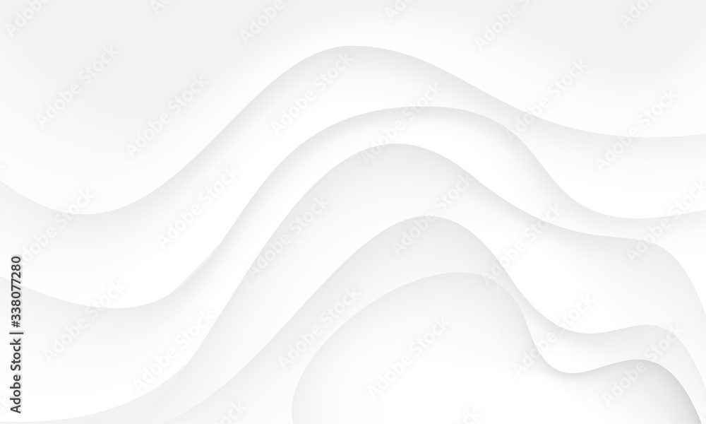 Poster abstract white paper cut wave curve overlap background texture vector illustration.