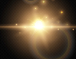 Glow isolated white transparent light effect set, lens flare, explosion, glitter, line, sun flash, spark and stars.