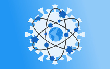 Coronavirus COVID-19 Infected World Global Healthcare Crisis Fast Infection Spread to America, Europe and Other Earth Continent Illustration Vector. Can be used for web, mobile, infographic and print.
