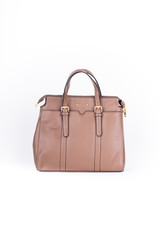 leather elegant women bag. Fashionable female handbag, isolated