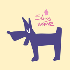Stay home vector illustration with dog.
