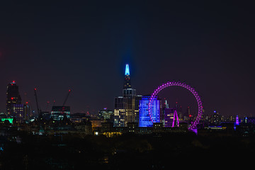 London city sky line aerial night view