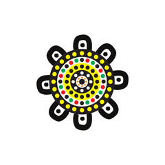 Aboriginal art dots painting icon logo design template