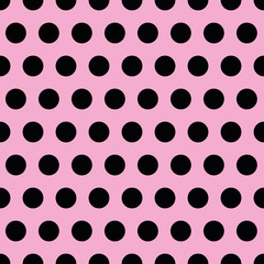 Seamless Pink and black dots repeat pattern print background. © Doeke