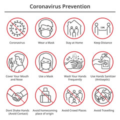 Coronavirus Outbreak Preventions Signs Vector Image