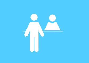 customer service blue background white icon 