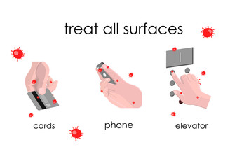 Hand in viruses on phone card bacteria coronavirus