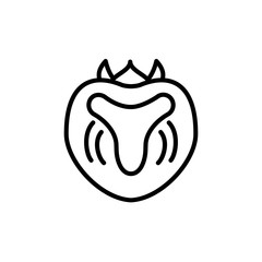 Persimmon, kaki or sharon fruit black line icon isolated on white background. Simple linear element.  Vector illustration.