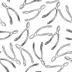 wishbone seamless pattern. Black and white background. 