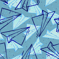Paper planes seamless pattern vector.