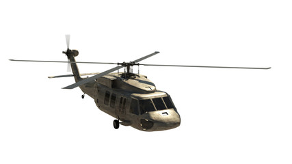 Fototapeta na wymiar Military helicopter isolated on white. Render 3d. Illustration.