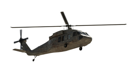 Fototapeta na wymiar Military helicopter isolated on white. Render 3d. Illustration.