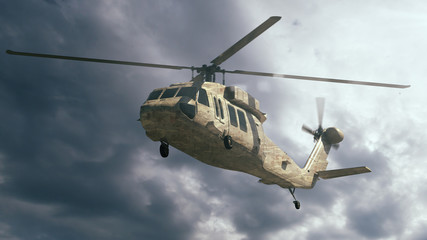Fototapeta na wymiar Military helicopter. Render 3d. Illustration.