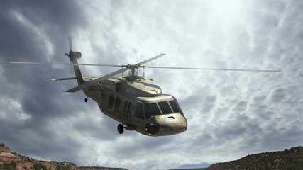 Naklejka na ściany i meble Military helicopter. Render 3d. Illustration.