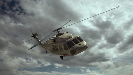 Military helicopter. Render 3d. Illustration.