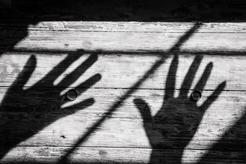 concept hands free shadow wall window background