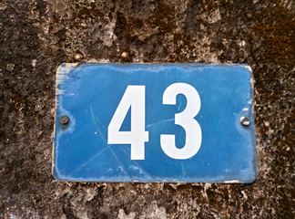 number forty three on a wall