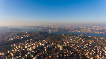 aerial panoramic view of istanbul Bosphorus