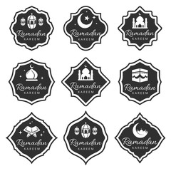 set of retro vintage ramadan kareem badges and labels