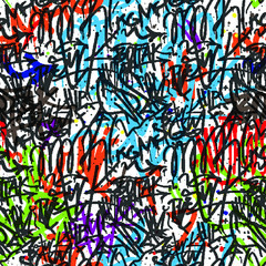 Vector tags seamless pattern. Graffiti background.